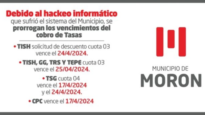 El municipio de Morón prorroga el vencimiento de las tasas de abril